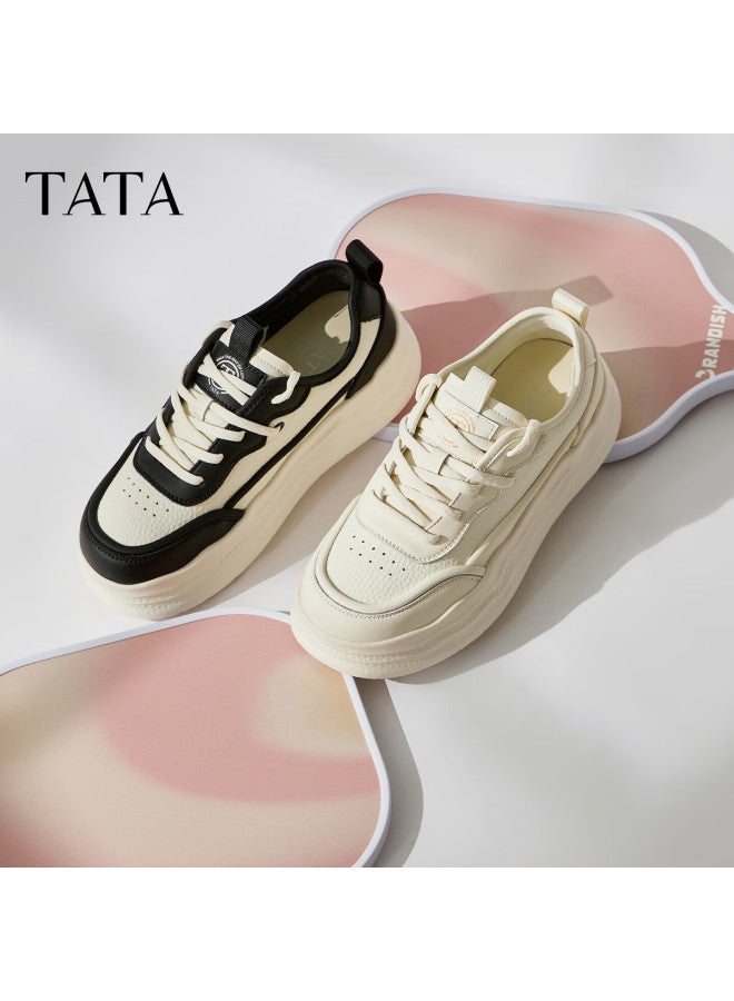 Tata Women's Autumn White Sneakers Sports Fashion Casual Shoes Black White Size 39 - Image 1
