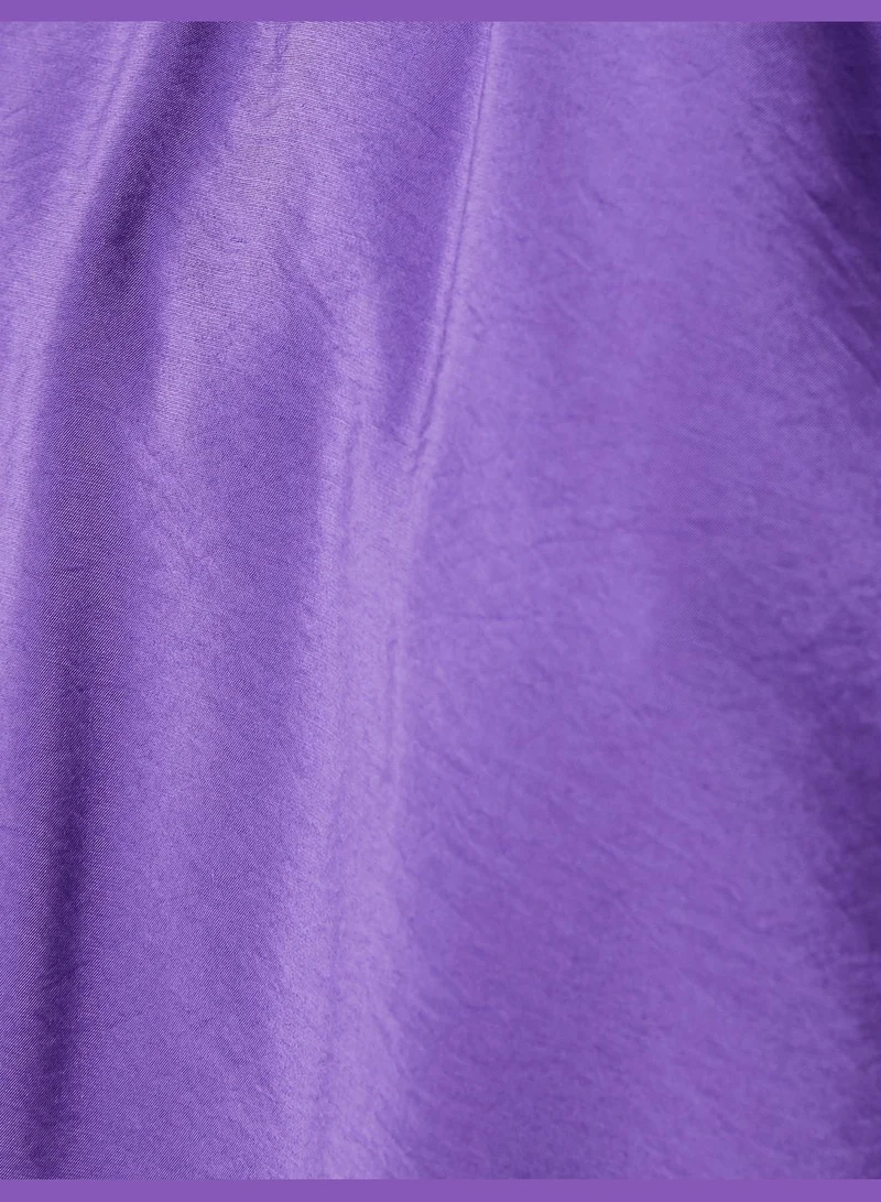 كوتون Long Sleeve Neck Detail Satin Blouse
