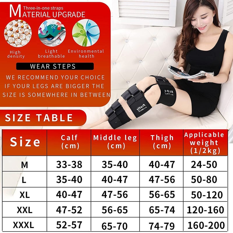 Leg Posture Correction Belt: M Size Black 3-in-1 Pack - Neoprene Material Reduces Friction, Adjustable Straps Correct O/X Leg Deformities for Adults Home Daily Use - Image 2