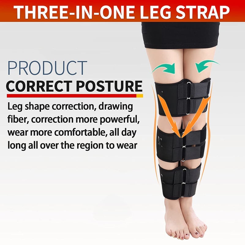 Leg Posture Correction Belt: M Size Black 3-in-1 Pack - Neoprene Material Reduces Friction, Adjustable Straps Correct O/X Leg Deformities for Adults Home Daily Use - Image 4