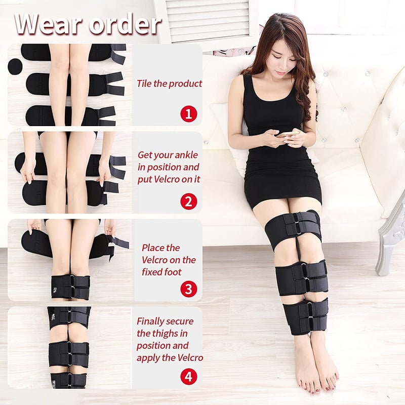 Leg Posture Correction Belt: M Size Black 3-in-1 Pack - Neoprene Material Reduces Friction, Adjustable Straps Correct O/X Leg Deformities for Adults Home Daily Use - Image 5