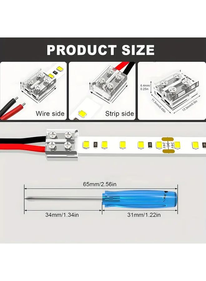 15pcs Screwless Solder Free LED Strip Connector for 2 Pin 10mm COB SMD Single Color Light Bar Wiring - Image 2