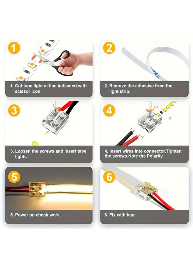 15pcs Screwless Solder Free LED Strip Connector for 2 Pin 10mm COB SMD Single Color Light Bar Wiring - Image 3