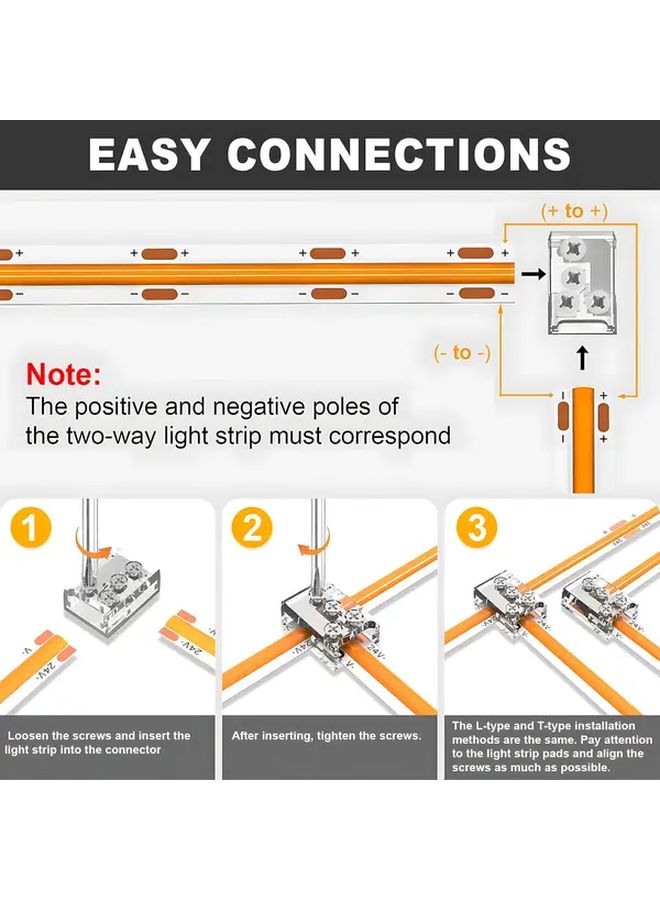 15pcs Screwless Solder Free LED Strip Connector for 2 Pin 10mm COB SMD Single Color Light Bar Wiring - Image 4