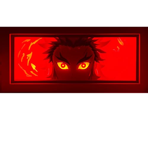 Realmkart Rengoku Light Box 3D Light Box 23CM Anime Light Lamp Night Light | Flame Hashira Rengoku Decorative Anime Lamp Box Anime Merchandise for Home Decoration, Anime Gifts, Cosplay - Image 1