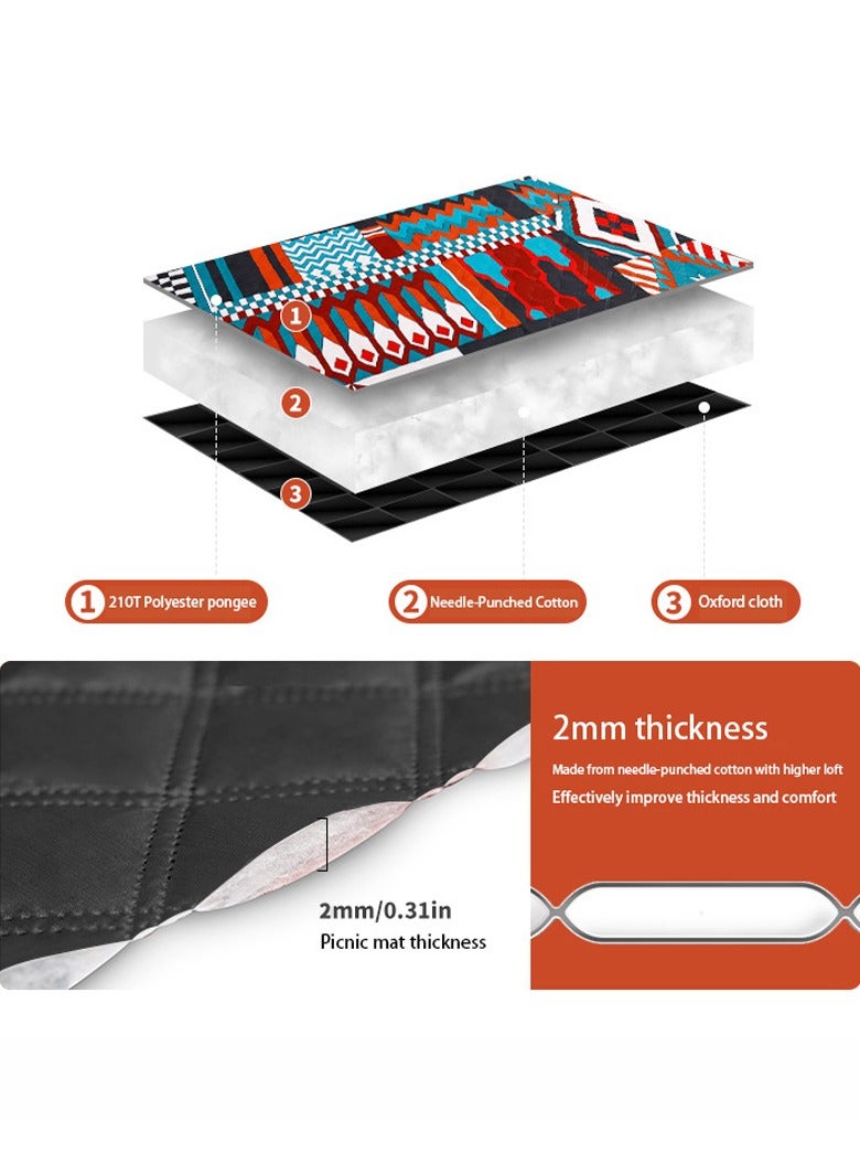 تابيت بطانيات نزهة، حصيرة نزهة خارجية كبيرة جدًا 200×200 سم، بطانية شاطئ سميكة من 3 طبقات، قابلة للغسل/مقاومة للماء/قابلة للطي - بطانية شاطئ كبيرة الحجم للتخييم والمشي لمسافات طويلة والسفر والحدائق والحفلات الموسيقية - Image 4