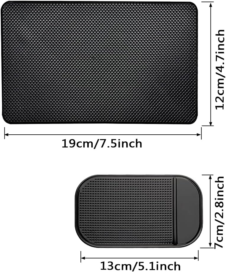 ACKLLR 7 Pack Car Dashboard Anti-Slip Mat, 2 Sizes Heat Resistant Sticky Non-Slip Ripple Dash Grip Silicone Pad for Cell Phone Sunglasses Keys, Black - Image 2