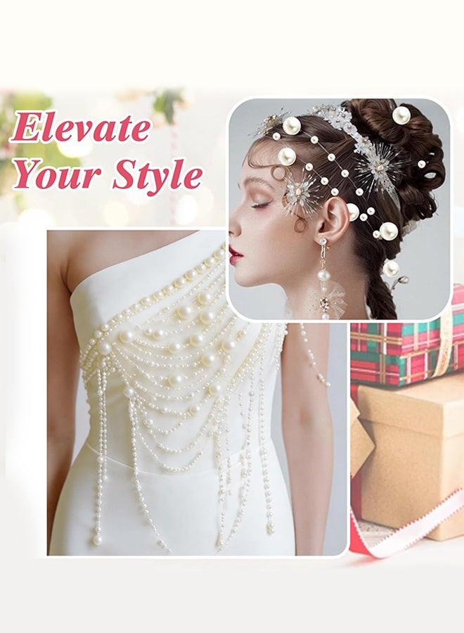 Sweet Life 39 Feet 6mm Pearl Strings Garland for Crafts, Artificial Pearl Beaded Trim Chain Roll Strands for Wedding Centerpieces Bouquet Party Decoration Christmas Tree Garland - Image 2
