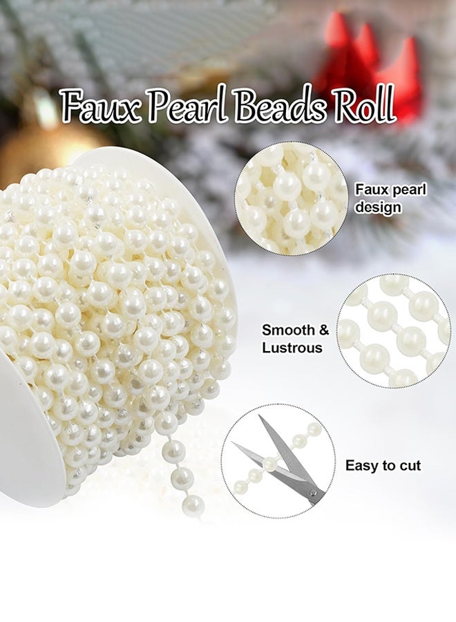 Sweet Life 39 Feet 6mm Pearl Strings Garland for Crafts, Artificial Pearl Beaded Trim Chain Roll Strands for Wedding Centerpieces Bouquet Party Decoration Christmas Tree Garland - Image 3