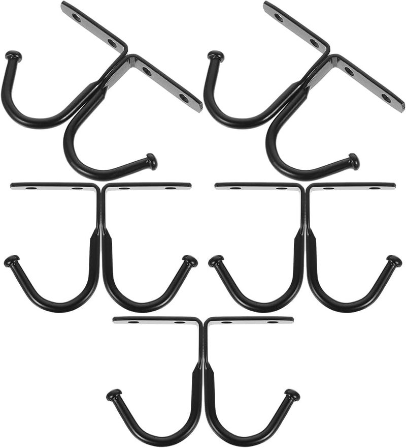 خطافات حائط حديدية عتيقة الطراز 10 قطع سوداء خشنة متينة سميكة لتعليق المعاطف والمناشف - Image 1