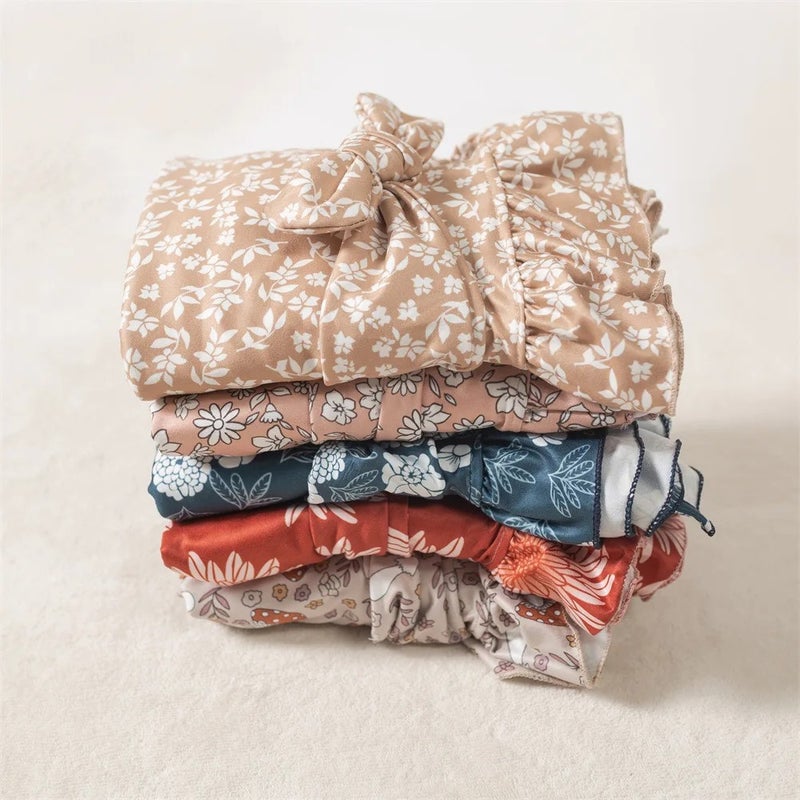 Y&D Ruffled Bamboo Swaddle Blanket Set - Newborn Swaddlers Wrap with Matching Headband Bows - Soft Infant Bedding - Image 3
