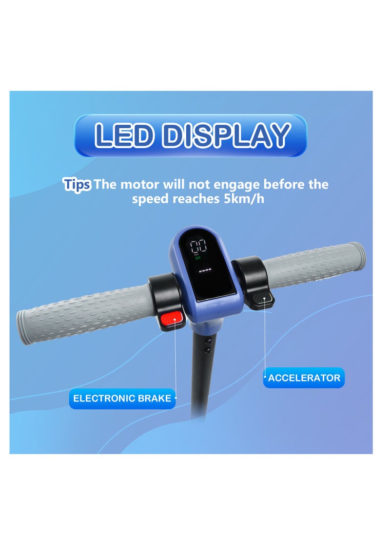 Electric Scooters 24 V Blue For Kids Bluetooth LED Display Pedal Lights E-Scooter