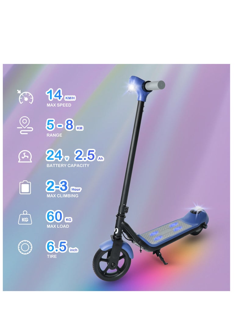 Electric Scooters 24 V Blue For Kids Bluetooth LED Display Pedal Lights E-Scooter