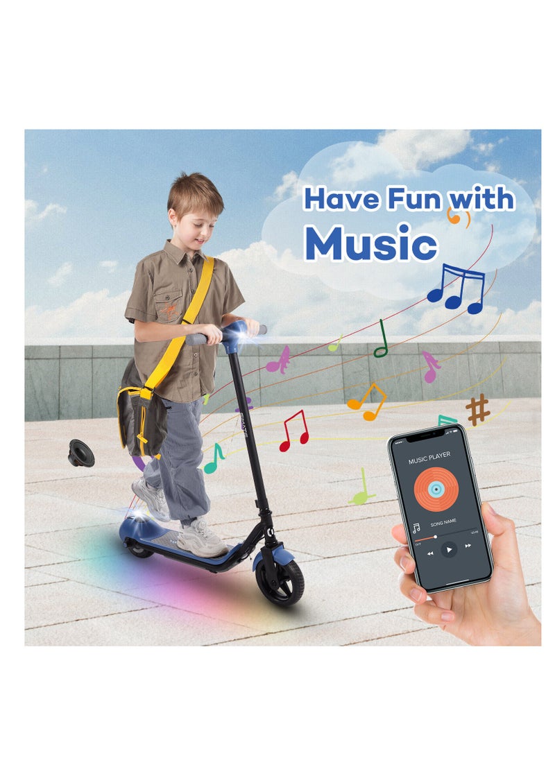 Electric Scooters 24 V Blue For Kids Bluetooth LED Display Pedal Lights E-Scooter