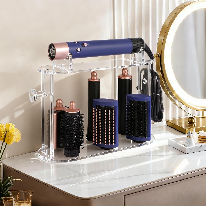 WHEARTED Acrylic Holder and Organizer Compatible with Airwrap of Dyson and Airwrap Attachments, Airwrap holder Stand Storage, Countertop Airwrap Styler Rack Compatible with Airwrap Accessories - Image 1