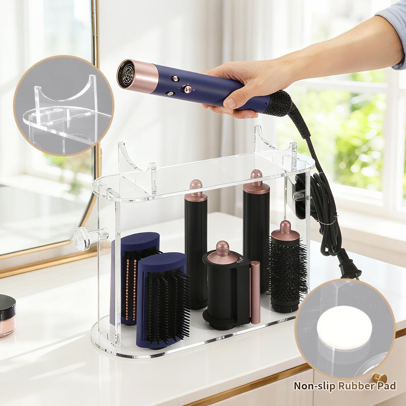 WHEARTED Acrylic Holder and Organizer Compatible with Airwrap of Dyson and Airwrap Attachments, Airwrap holder Stand Storage, Countertop Airwrap Styler Rack Compatible with Airwrap Accessories - Image 5