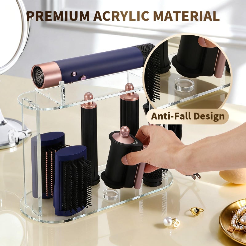 WHEARTED Acrylic Holder and Organizer Compatible with Airwrap of Dyson and Airwrap Attachments, Airwrap holder Stand Storage, Countertop Airwrap Styler Rack Compatible with Airwrap Accessories - Image 4