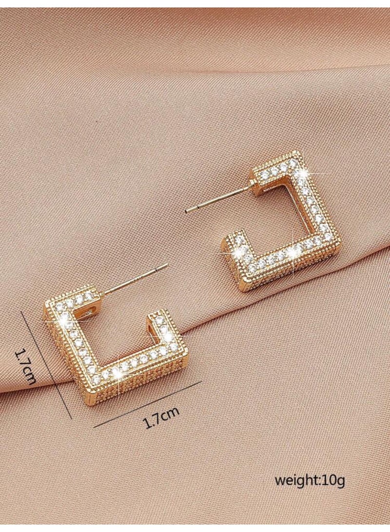 Dangle Charms Elegant & Trendy Gold Plated Earrings For Women Inlaid With Zirconia - Image 3
