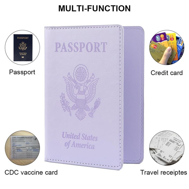 QEYMN Passport Holder, Passport Holder Women, Passport Covers Travel Must Haves, Travel Passport Wallet for Men, 1 Pack Passport Case Passport Protector for Travel Airport Essentials, Light Purple - Image 5