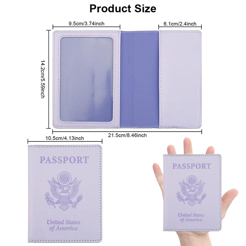 QEYMN Passport Holder, Passport Holder Women, Passport Covers Travel Must Haves, Travel Passport Wallet for Men, 1 Pack Passport Case Passport Protector for Travel Airport Essentials, Light Purple - Image 2