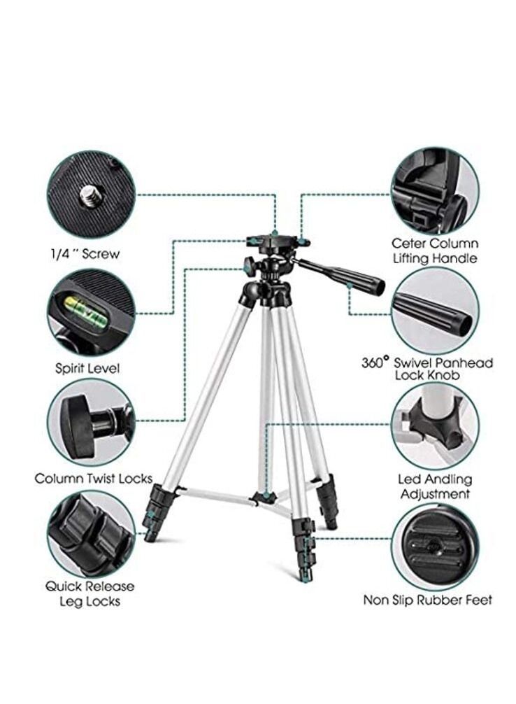 إن تك حامل ثلاثي القوائم لكاميرا NTECH 3110 من الألومنيوم الاحترافي ثلاثي القوائم Monopod لهاتف iPhone Samsung Smartphone Action Camera - Image 3