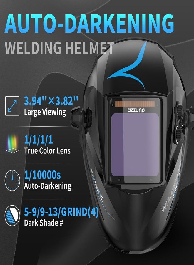AZZUNO Welding Helmet Auto Darkening, True Color Large Viewing 3.94"×3.82", Solar Powered Welding Hood Mask with Wide Shade 4/5-9/9-13 for TIG/MIG/Stick Weld/Cut/Grind - Image 2