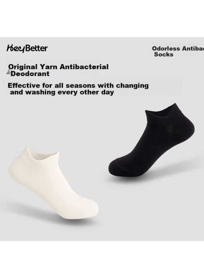 Heybetter Adult Deodorant Socks Low Cut Antibacterial Odor-resistant Breathable 5 Pairs Low Cut Milk One Size - Image 5