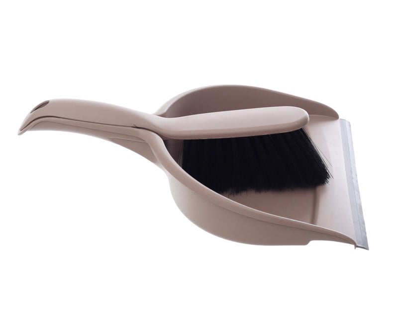 York Dustpan w. rubber lip+brush Compact Brown - Image 1