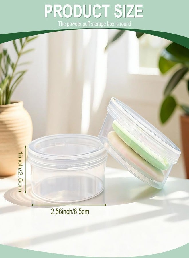 OHEETU 6Pcs Clear Round Plastic Powder Puffs Holder Cases Makeup Sponge Protective Container Cosmetic Puff Storage Box Portable Travel Beauty Blender Holder - Image 2