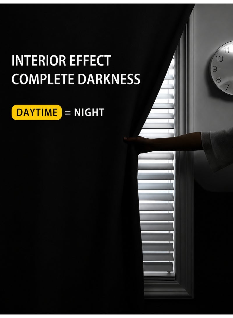 100% Blackout Curtain 180x200 cm, Self-Adhesive and Portable No-Drill, Easy Install, Full Light Block + Heat/UV Shield, Privacy, for Bedroom/Bathroom, Modern Decor - Image 2