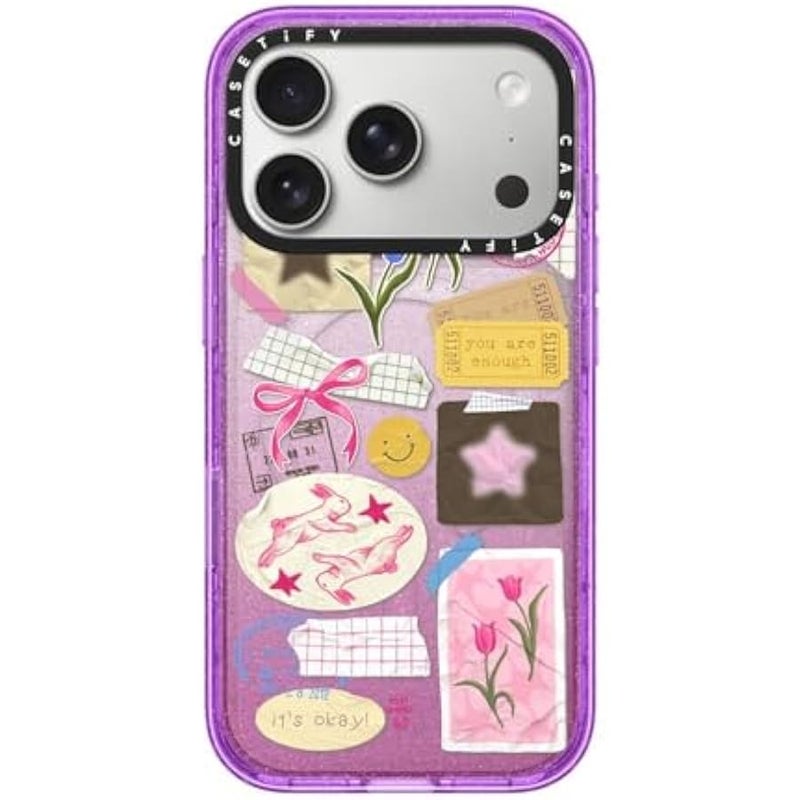 Casetify Impact iPhone 17 Pro Case 【Slim/Compatible with Magsafe / 8.2 ft. 4X Military Grade Drop Protection】 - You are Stars Collage - Glitter Purple - Image 1