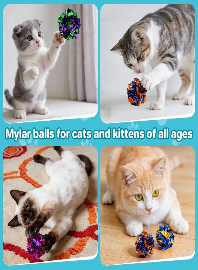 Rainflow Multicolor Crinkle Balls for Cats - 10 Pcs RAINFLOW Durable Bulk Mylar Cat Crinkle Toy Balls Indoor Cat Toy Ball Stress-Relief for Kittens, Adult Cats, Multi-Cat Homes Indoor Play,Loud & Crunchy - Image 5