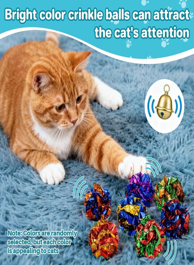 Rainflow Multicolor Crinkle Balls for Cats - 10 Pcs RAINFLOW Durable Bulk Mylar Cat Crinkle Toy Balls Indoor Cat Toy Ball Stress-Relief for Kittens, Adult Cats, Multi-Cat Homes Indoor Play,Loud & Crunchy - Image 2