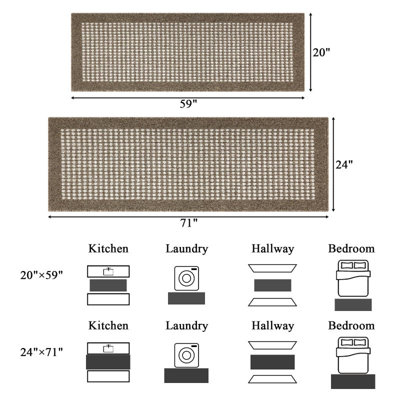 Ileading ilheading غرفة الغسيل Runner Rug 20 "x59" "الماء الحصير المطبخ الطابق المطبخ غير مدخل رمي السجاد سجاد قابلة للغسل لصالح ممسحة بالوعة غرفة نوم BETMAT (بني)  - Image 5