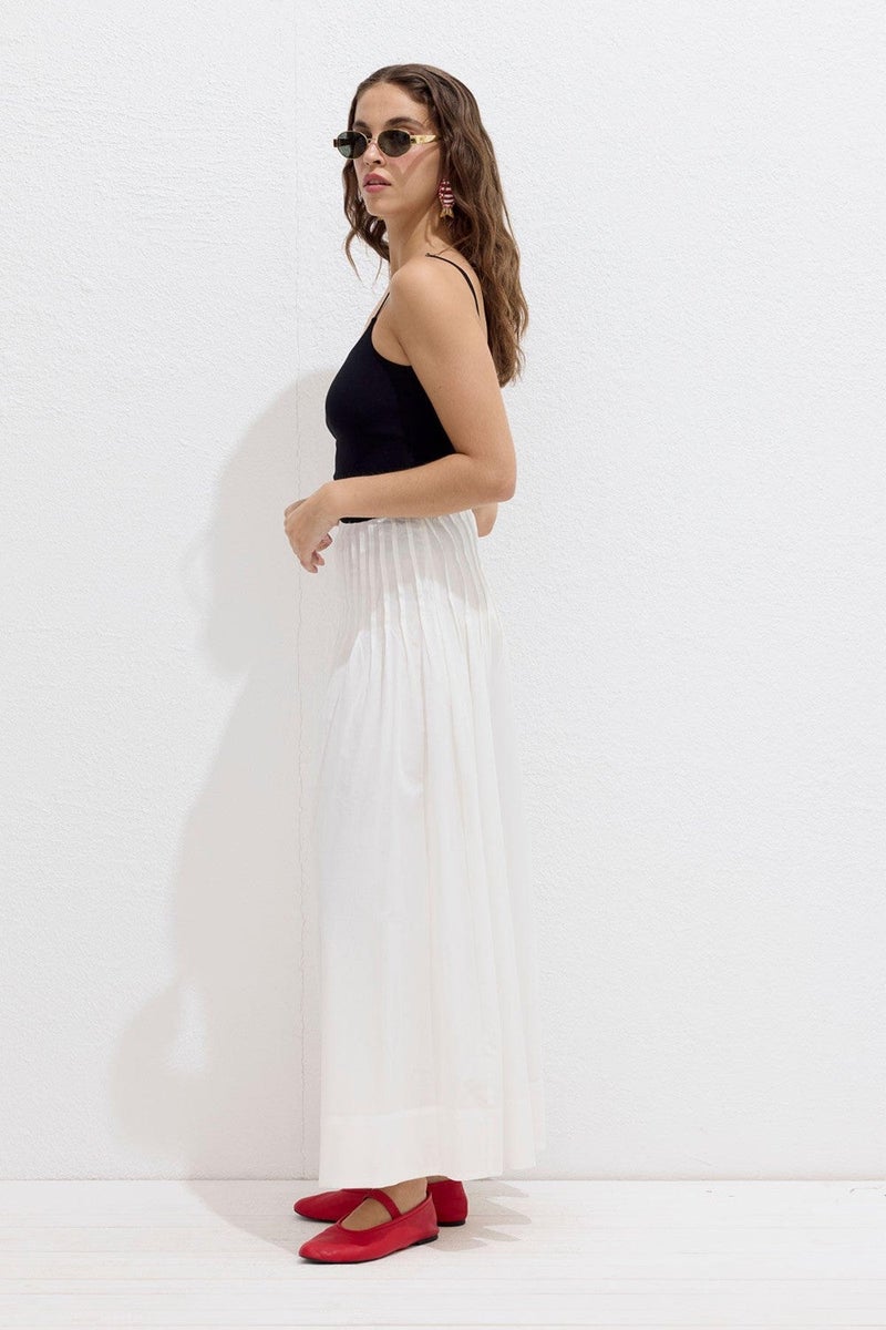 Manuka Ribbed Voile Skirt Ecru - Image 5