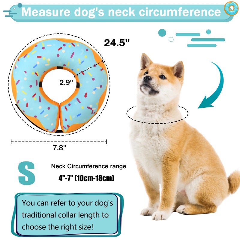 Cneo Recovery Donut Collar for Dogs & Cat,Inflatable Dog Cone Collar Alternative After Surgery,Soft Cone for Large Medium Small Dog,Adjustable Pet Neck Donut(Blue,Small) - Image 5
