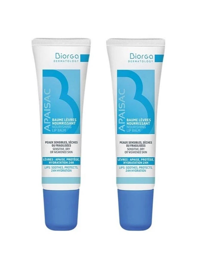 Biorga Apaisac Nourishing Lip Balm 15ml x2 - Image 1