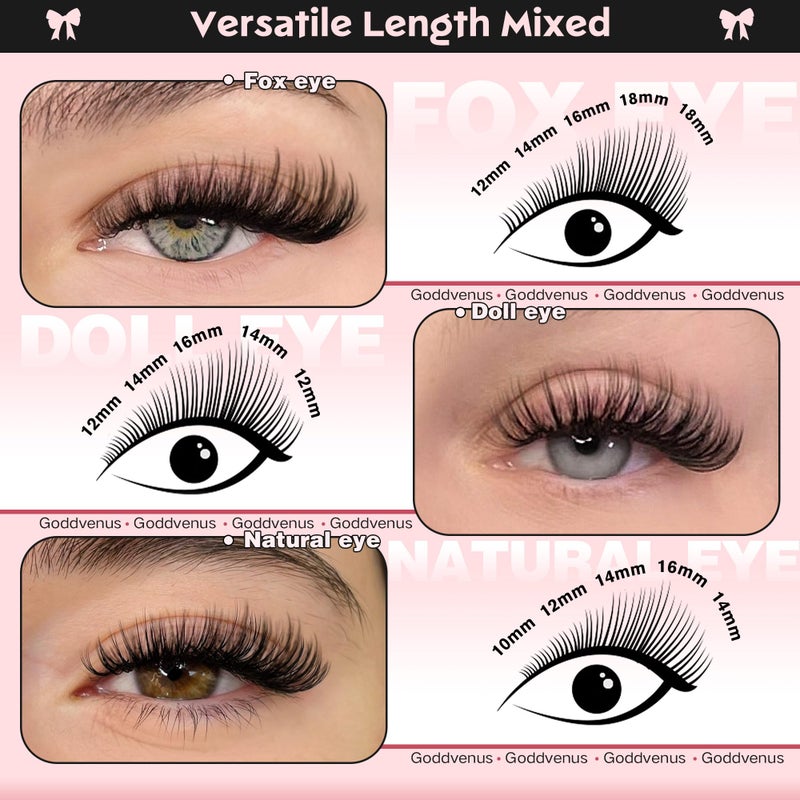 Goddvenus Lash Clusters Wispy Eyelash Clusters Fluffy Lashes Clusters Cute D Curl Cluster Eyelash Extensions with Soft Cotton Band Cluster Lashes 10-18mm Eyelashes Clusters for DIY Lash Extension - Image 5