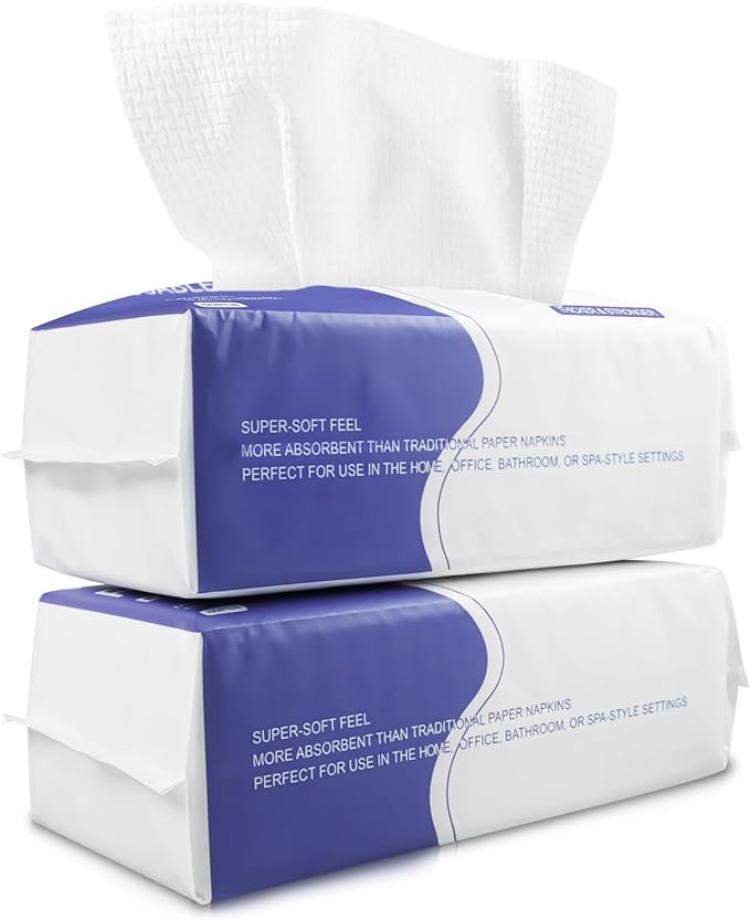 VMAGIC CARE منشفة وجه disposable 120 قطعة من قماش القطن مناديل وجه جافة مناشف للنساء فائقة النعومة مناشف نظيفة لغسل الوجه وإزالة المكياج 20x20 سم بنمط لؤلؤي - Image 1