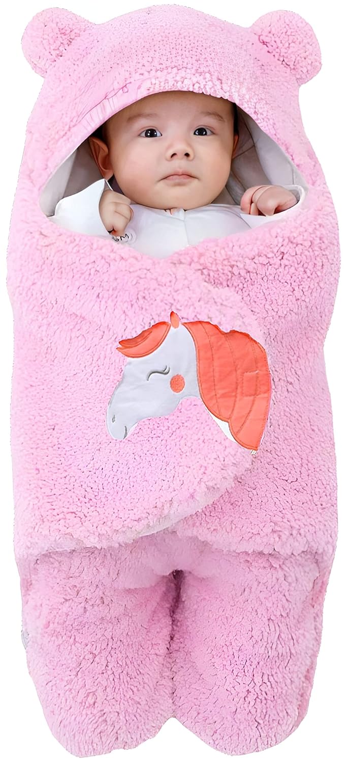 BRANDONN Baby Blankets New Born Combo Pack of Super Soft Baby Wrapper Baby Sleeping Bag for Baby BoysGirls 76cm x 42cm 16 Months Sherpa Microfiber Lightweight Unicorn Pink Blue - Image 2