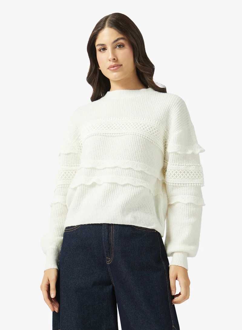 VERO MODA Vmcathy Lace Detailed Knit Pullover
