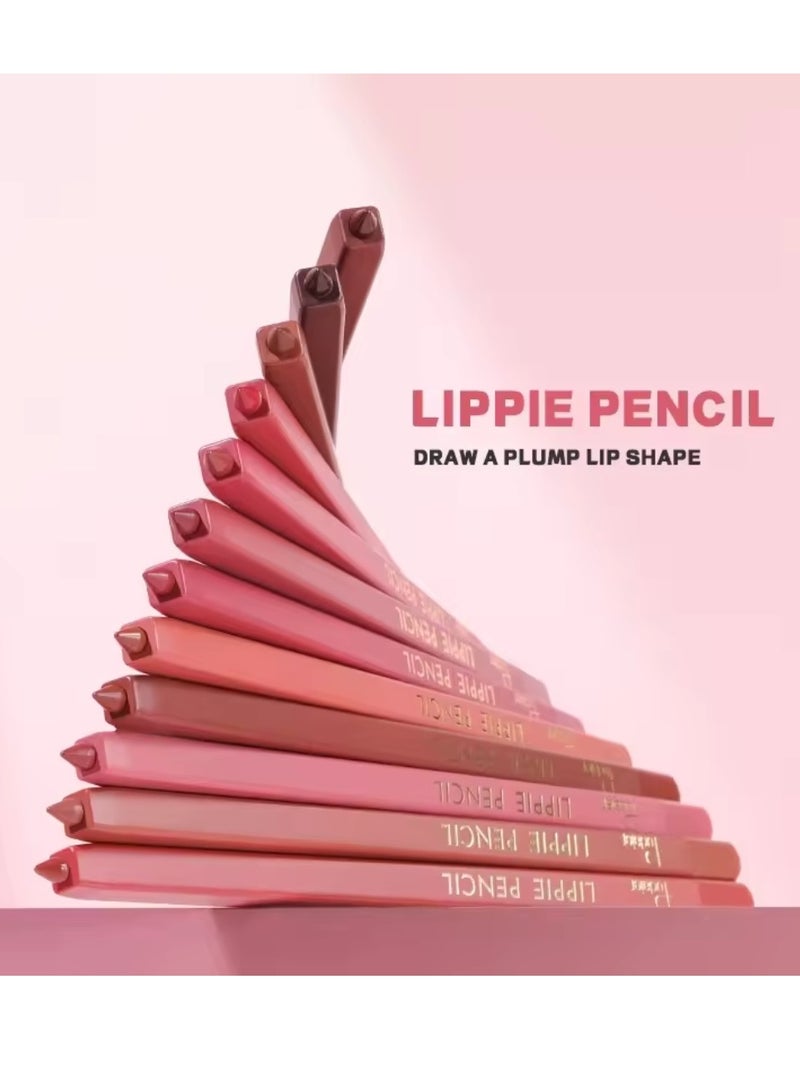 Lippie Pencil Lipstick with Sharpener Soft Lipliner Pencil Easy to Use Lip Makeup Lip Liner Pencil Matte Waterproof Long Lasting Lipstick Lip Contour Makeup Lip Set Full Color 04