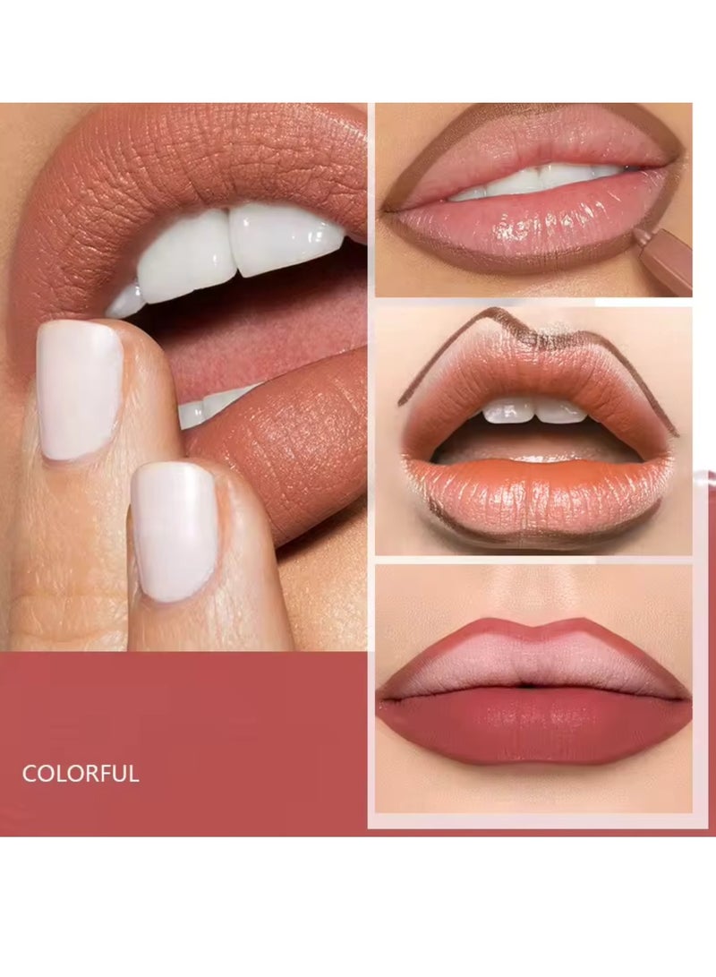 Lippie Pencil Lipstick with Sharpener Soft Lipliner Pencil Easy to Use Lip Makeup Lip Liner Pencil Matte Waterproof Long Lasting Lipstick Lip Contour Makeup Lip Set Full Color 04