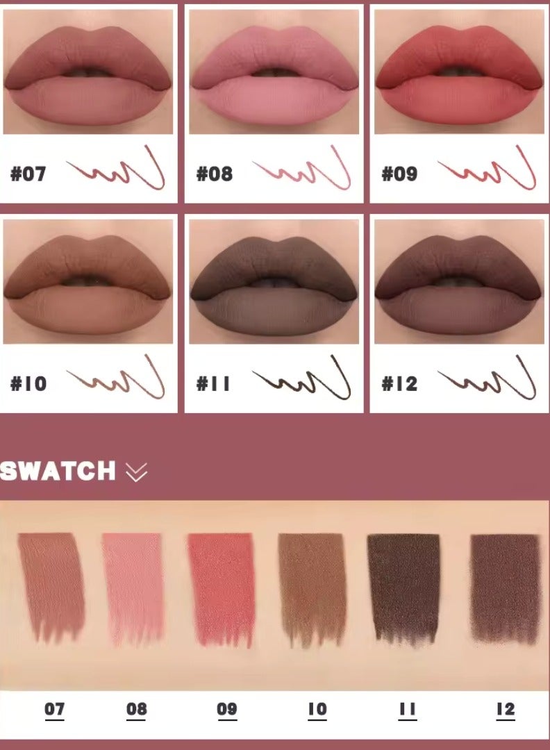 Lippie Pencil Lipstick with Sharpener Soft Lipliner Pencil Easy to Use Lip Makeup Lip Liner Pencil Matte Waterproof Long Lasting Lipstick Lip Contour Makeup Lip Set Full Color 04