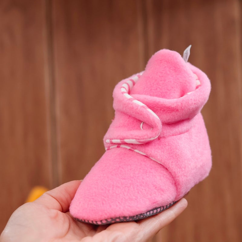 Ella Bonna Polar Baby Slippers, Non-Slip Sole, Organic Cotton Lined, First Step Home Slippers, Pink  - Image 5