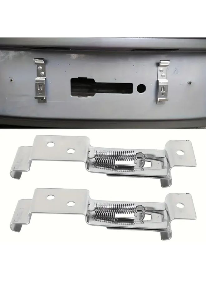 Set Of 4 Adjustable Spring Clip License Plate Holders Durable Stainless Steel Metal Brackets - Image 3