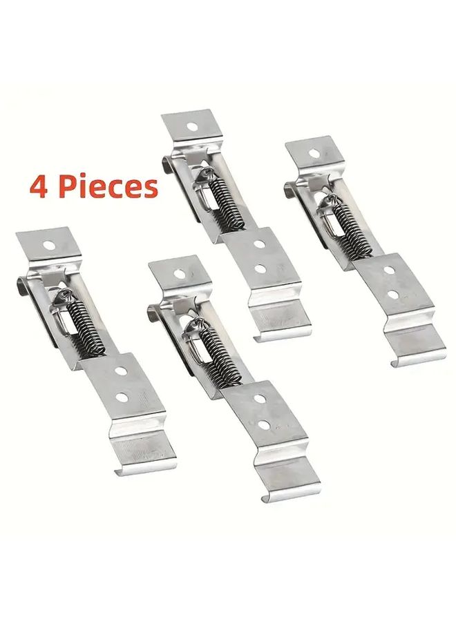 Set Of 4 Adjustable Spring Clip License Plate Holders Durable Stainless Steel Metal Brackets - Image 1