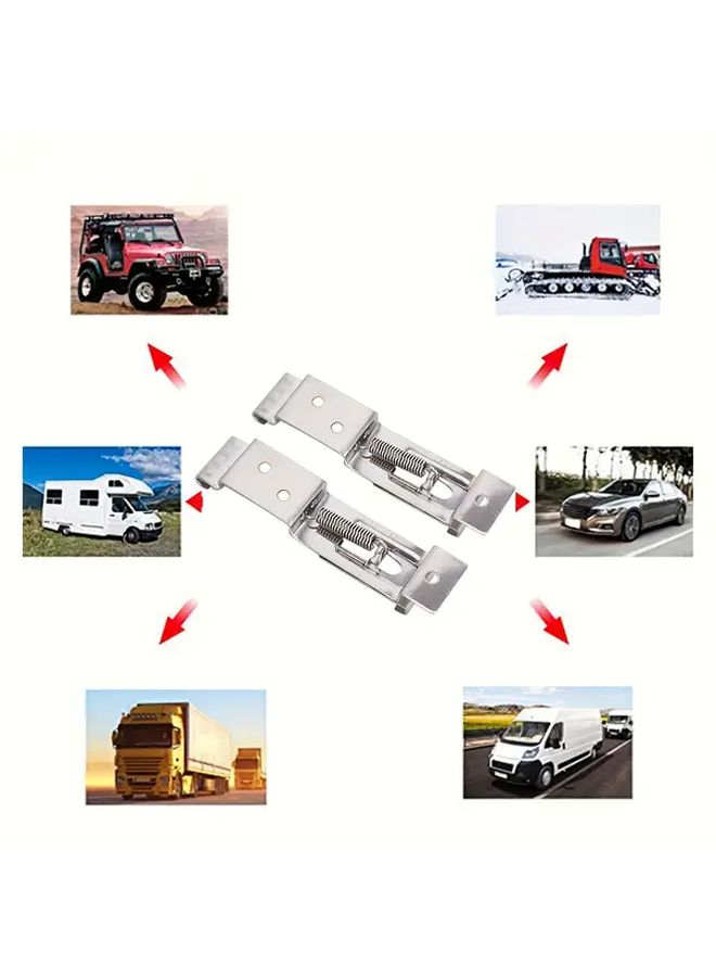 Set Of 4 Adjustable Spring Clip License Plate Holders Durable Stainless Steel Metal Brackets - Image 4