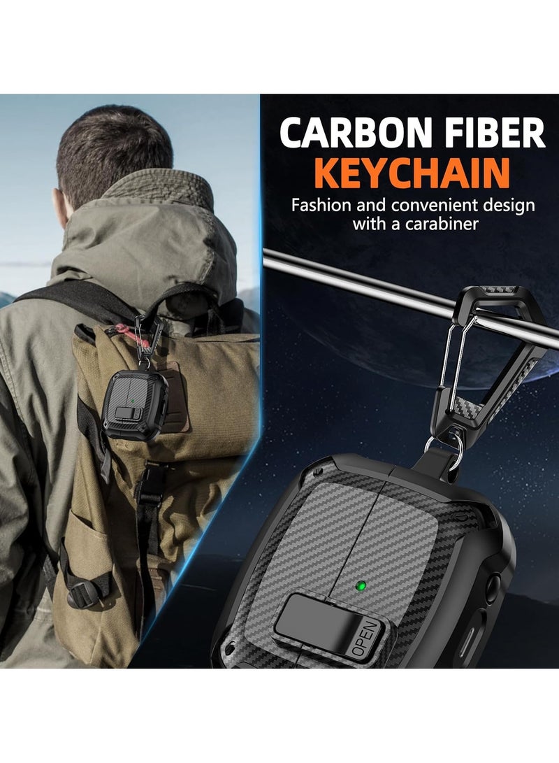 QIRG Carbon grain surface Cover Case Compatible With Samsung Galaxy Buds 3 Pro /Galaxy Bud 3/Galaxy Bud 3 FE Lock Clip,Protective anti-fall Skin-- Black - Image 5