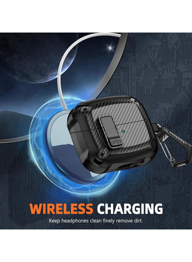 QIRG Carbon grain surface Cover Case Compatible With Samsung Galaxy Buds 3 Pro /Galaxy Bud 3/Galaxy Bud 3 FE Lock Clip,Protective anti-fall Skin-- Black - Image 4